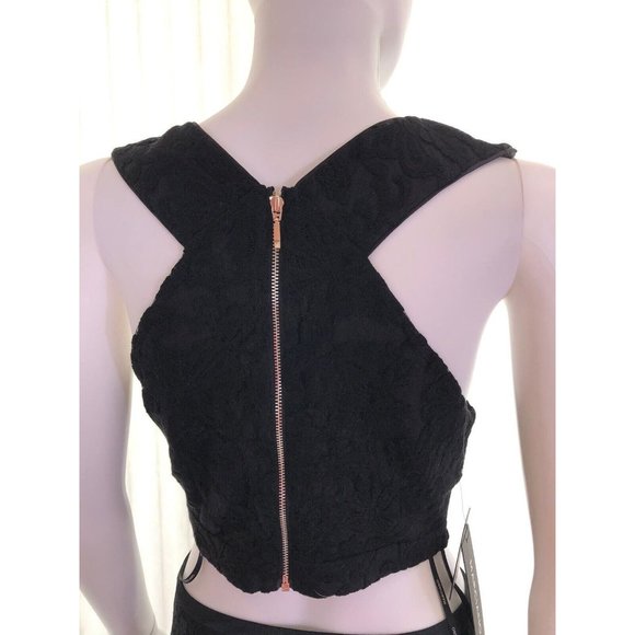 NWT Marciano Women's Suit Set 2 Pieces Black Lace Pants High Waist 2 Crop Top 8 - Picture 8 of 12